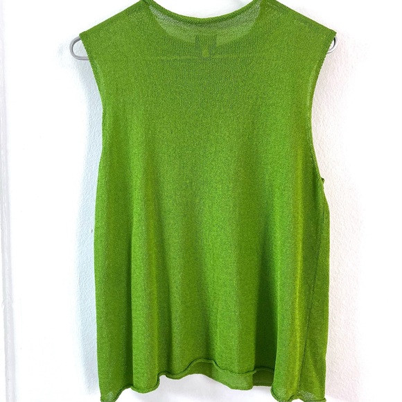 Eileen Fisher Lime Green Crochet Knit Tank Top - Picture 2 of 10